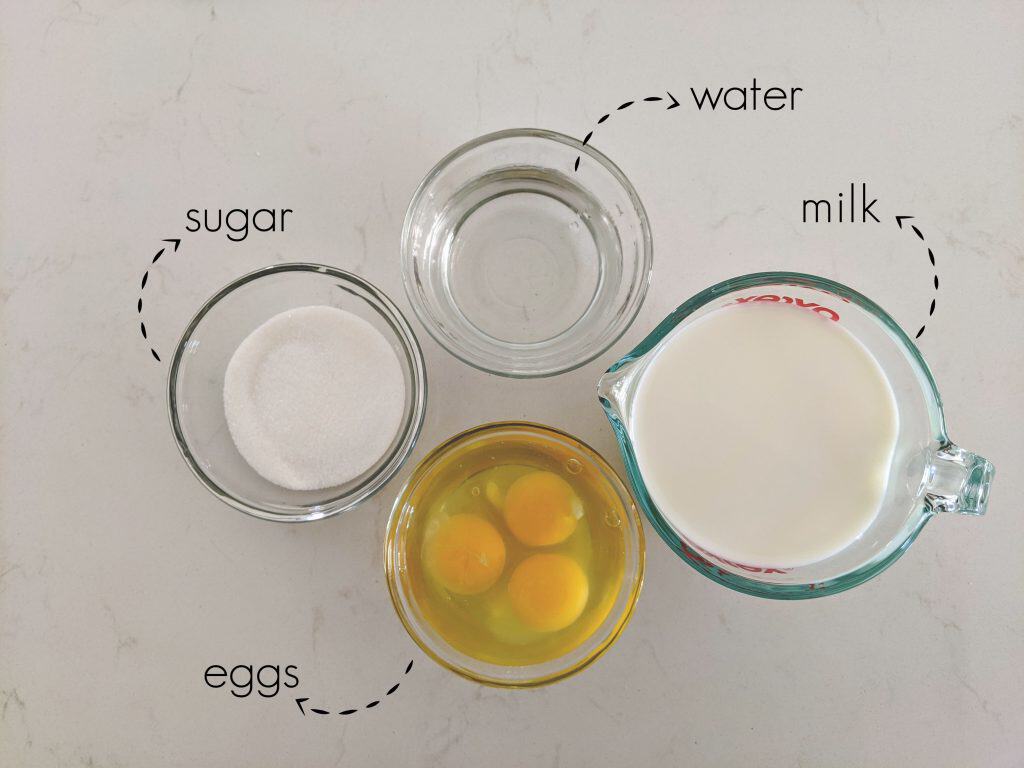 caramel custard ingredients