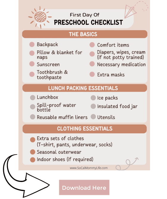 preschool checklist PDF for parents